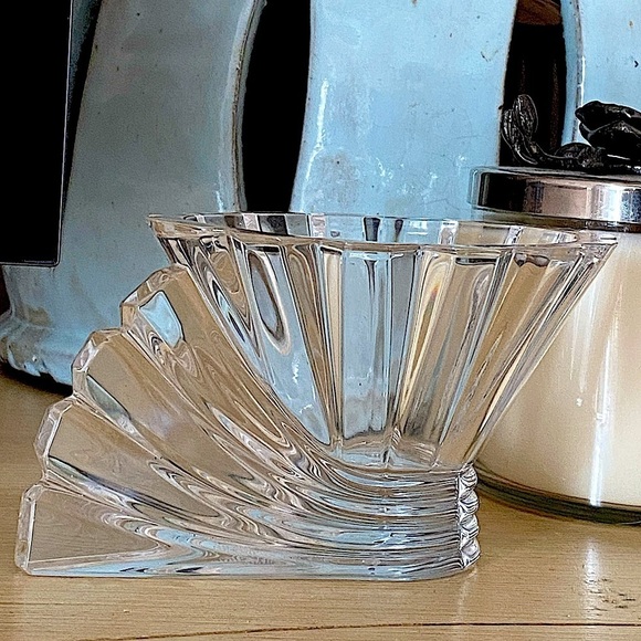 VINTAGE Rosenthal Germany Crystal Candle holder, Fanned Candleholder, 80s Decor - Picture 1 of 2